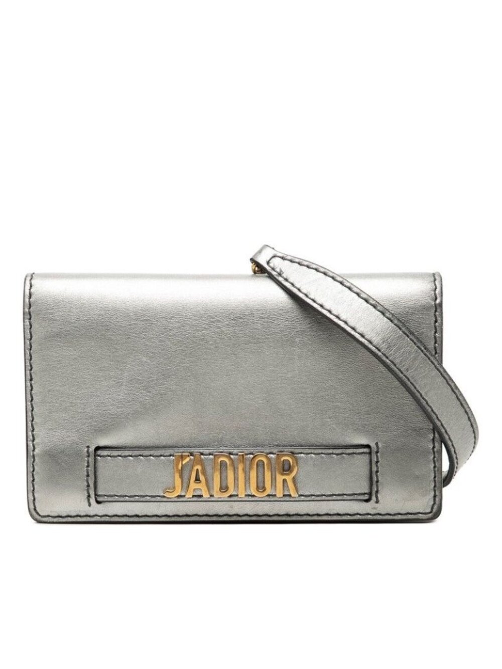 Dior J'adior Crossbody Chain Shoulder Bag Silver Gold Leather Plated